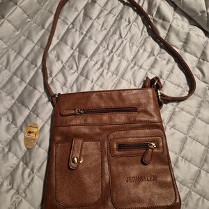 Tan Jerusalem Leather Crossbody Bag
